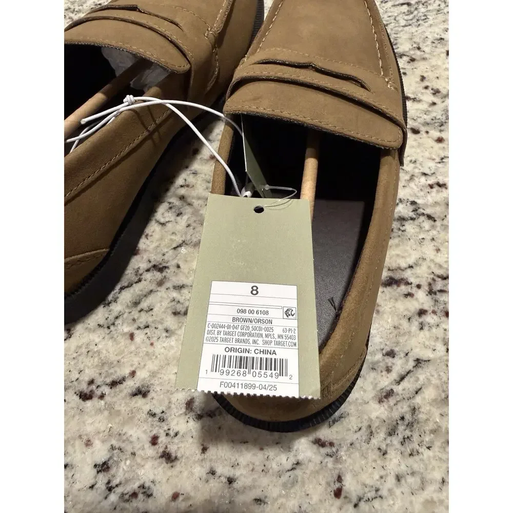 Goodfellow & Co Men’s Size 8 Brown Suede Penny Loafers Dress Shoes New